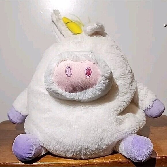 JAY AT PLAY MUSHABLE POT BELLIES SOFT SITTING ROUND WHITE UNICORN 12" PLUSH-EUC - Picture 1 of 11